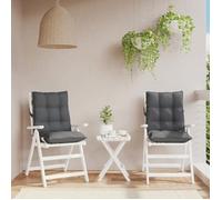 vidaXL Lot de 2 Coussins de Chaise à Dossier Bas, Galette de Siège Imperméable, Coussin d'Extérieur Anti-glissement Jardin 377671 Gris G