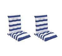 vidaXL Lot de 2 coussins de chaise dossier bas – galette imperméable antiglisse, rayures bleu/blanc