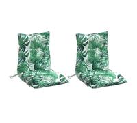 vidaXL Lot de 2 Coussins de Chaise à Dossier Bas, Galette de Siège Imperméable, Coussin d'Extérieur Anti-Glissement Jardin Terrasse, Modèle de Feuille