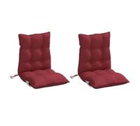 vidaXL Lot de 2 Coussins de Chaise à Dossier Bas, Galette de Siège Imperméable, Coussin d'Extérieur Anti-Glissement Jardin Terrasse, Rouge Bordeaux