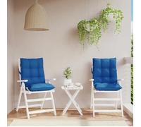 vidaXL Coussins de chaise à dossier bas Lot de 2 imperméables antidérapants Bleu Royal
