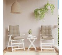 vidaXL Lot de 2 Coussins de Chaise à Dossier Bas, Galette de Siège Imperméable, Coussin d'Extérieur Anti-glissement Jardin 377695 Blanc G