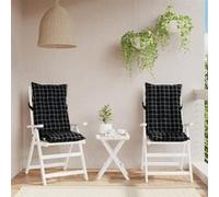 vidaXL Coussins de chaise à dossier haut lot de 2 motif carreaux noir
