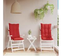 vidaXL Lot de 2 Coussins de chaise à dossier haut - Galette imperméable, anti-glisse Rouge 120 cm