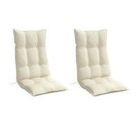 vidaXL Lot de 2 coussins de chaise à dossier haut – Imperméable, anti-glissement, crème