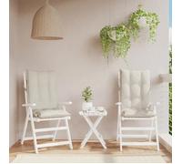 vidaXL Lot de 2 Coussins de Chaise à Dossier Haut, Galette de Siège Imperméable, Coussin d'Extérieur Anti-Glissement Jardin Terrasse, Crème Tissu Oxford
