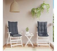 vidaXL Lot de 2 Coussins de Chaise à Dossier Haut, Galette de Siège Imperméable, Coussin d'Extérieur Anti-Glissement Jardin Terrasse, Anthracite