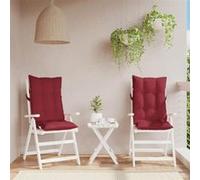 vidaXL Lot de 2 Coussins de Chaise à Dossier Haut, Galette de Siège Imperméable, Coussin d'Extérieur Anti-glissement Jardin 377629 Rouge G