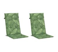 vidaXL Lot de 2 Coussins de Chaise à Dossier Haut, Galettes de Siège Anti-Glissement, Décoration Jardin Terrasse Patio, Modèle de Feuille Tissu