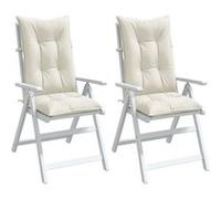vidaXL Lot de 2 Coussins de Chaise à Dossier Haut, Oreillers de Balcon, Coussins de Sièges Patio Jardin Terrasse Extérieur, Crème Mélangé Tissu G
