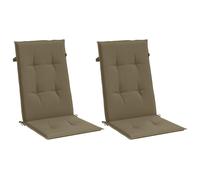 vidaXL Lot de 2 Coussins de Chaise à Dossier Haut, Oreillers de Balcon, Coussins de Sièges Patio Jardin Terrasse Extérieur, Taupe Mélangé Tissu