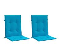 vidaXL Lot de 2 Coussins de Chaise de Jardin à Dossier Bas, Coussins de Siège de Patio, Coussins de Canapé de Jardin, Coussins d'Assise Extérieur, Bleu