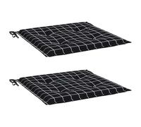 vidaXL Coussins de chaise de jardin – Lot de 2 antidérapants pour extérieur, motif à carreaux noir