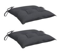 vidaXL Lot de 2 Coussins de Chaise, Galette de Siège avec Jeux de Cordes, Coussin d'Extérieur Imperméable, Anthracite 50x50x7 cm Tissu Oxford