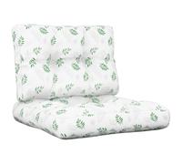 vidaXL Lot de 2 Coussins de Palette, Coussins de Siège de Salon, Coussins de Canapé de Jardin, Coussins de Chaise Extérieur, Motif de Feuilles Tissu