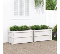 vidaXL Bac à plantes 2 pcs. Blanc Pin massif