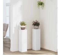 vidaXL Lot de 2 Piédestaux Porte-Plantes 17 x 17 x 60 cm, Bois d’Ingénierie Blanc