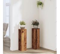 vidaXL Lot de 2 Piédestaux Porte-Plantes 17 x 17 x 60 cm, Finition Bois Ancien