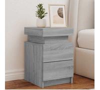 vidaXL Lot de 2 Tables de Chevet avec LED Gris Sonoma 35 x 39 x 55 cm en Bois d'Ingénierie Connecteur USB