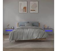 VIDAXL Lot de 2 tables de chevet avec LED - Sonoma gris