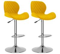 vidaXL Lot de 2 Tabourets de Bar, Chaise de Pub, Siège de Bistrot, Meuble de Salle à Manger Cuisine Salon Maison Intérieur, Jaune Moutarde Velours