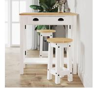 vidaXL Tabourets de bar 4005701 - Blanc, bois massif de pin - Lot de 2