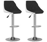 vidaXL Lot de 2 Tabourets de Bar, Chaise de Pub, Siège de Bistrot, Meuble de Salle à Manger Cuisine Salon Maison Intérieur, Noir et Blanc Similicuir