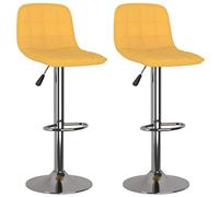 vidaXL Lot de 2 Tabourets de Bar, Chaise de Pub, Siège de Bistrot, Meuble de Salle à Manger Cuisine Salon Maison Intérieur, Jaune Tissu
