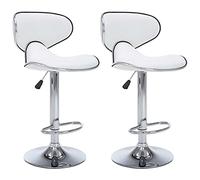 vidaXL Lot de 2 Tabourets de Bar, Chaise de Pub, Siège de Bistrot, Meuble de Salle à Manger Cuisine Salon Maison Intérieur, Blanc Similicuir