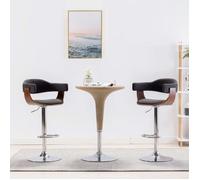vidaXL Lot de 2 Tabourets de bar – Bois courbé et tissu – Gris