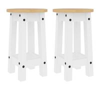 vidaXL Lot de 2 Tabourets de Bar, Chaise de Pub, Siège de Bistrot, Meuble de Salle à Manger Cuisine Salon Maison Intérieur, Blanc Bois Massif de Pin