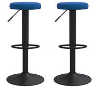 vidaXL Lot de 2 Tabourets de Bar, Chaise de Pub, Siège de Bistrot, Meuble de Salle à Manger Cuisine Salon Maison Intérieur, Bleu Velours