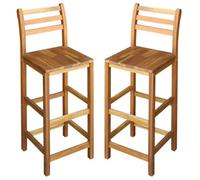 vidaXL Lot de 2 Tabourets de Bar, Chaise de Pub, Siège de Terrasse, Meuble de Bistrot Jardin Patio Extérieur, Bois d'Acacia Massif