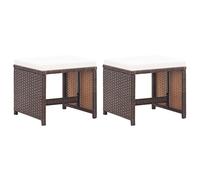 vidaXL Lot de 2 Tabourets de Jardin avec Coussins, Chaise de Pub, Siège de Terrasse, Meuble de Bistrot Patio Extérieur, Résine Tressée Marron