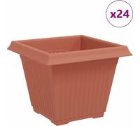 vidaXL Pot de fleurs carré, lot de 24, rouge brique, 38 x 38 x 30 cm