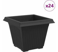 vidaXL : Lot de 24 pots carrés, noir, 38 x 38 x 30 cm