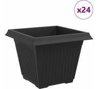 vidaXL - Lot de 24 pots carrés, noir, 43 x 43 x 33,5 cm