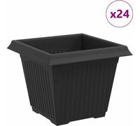 vidaXL : Lot de 24 pots carrés, couleur noire, dimensions 33 x 33 x 26 cm