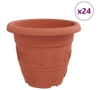 vidaXL : Lot de 24 pots ronds pour fleurs, couleur brique, diamètre 39 cm, hauteur 32 cm, en plastique