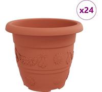 vidaXL Pot de fleurs rond, lot de 24, rouge brique, Ø 30 x 25 cm, plastique