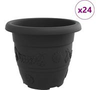 vidaXL : Lot de 24 pots ronds pour plantes, noirs, diamètre 30 cm, hauteur 25 cm, en plastique