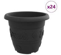 vidaXL Pot de fleurs rond, lot de 24, noir, Ø 34 x 28 cm, plastique