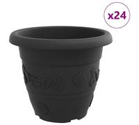 vidaXL Pot de fleurs rond, lot de 24, noir, Ø 39 x 32 cm, plastique