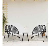 vidaXL Ensemble de chaises de jardin 3 pièces en poly rotin noir