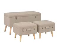 Tabourets de rangement lot de 3 Beige Tissu Beige G