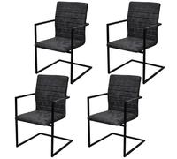 vidaXL - Lot de 4 Chaises cantilever similicuir noir