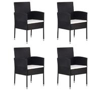 vidaXL Chaises de jardin avec coussins en blanc crème 4 pcs. noir Polyrattan