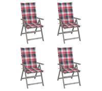vidaXL Chaise à haut dossier Réglable 4 pièces avec coussins Bois massif Acacia