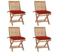 vidaXL Chaises de jardin pliantes avec coussins 4 pcs. Bois massif teck