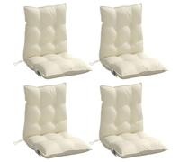 vidaXL Lot de 4 Coussins de Chaise à Dossier Bas, Galette de Siège Imperméable, Coussin d'Extérieur Anti-Glissement Jardin Terrasse, Crème Tissu Oxford